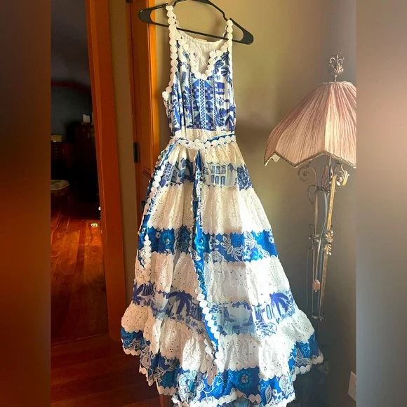 FARM Rio | Dresses | Nwt Blue And White Farm Rio Maxi Dress Size Medium |  Poshmark